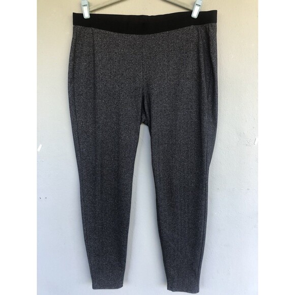 Eileen Fisher Leggings Women L Charcoal Herringbone Pull-On Pants Minimalist - Picture 2 of 13
